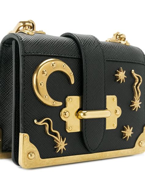 prada black cahier moon and stars|Black Prada Cahier Leather Bag .